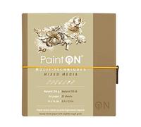 Clairefontaine 975432C - Un carnet cousu de papier dessin Paint'On 64 pages naturelles 14x14 cm 250g, fermeture élastique, couverture souple Kraft