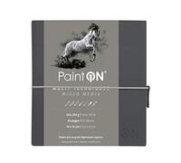 Clairefontaine 975433C - Un libreta cosida de papel de dibujo Paint'On 64 páginas grises 14x14 cm 250g, cierre elástico, cubierta flexible gris
