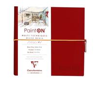 Clairefontaine 975435C Paint'On - Cuaderno cosido (64 páginas, 19 x 19 cm, 250 g, cierre elástico, tapa roja)