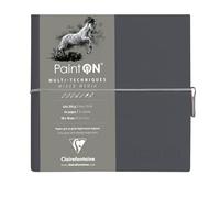 Clairefontaine 975438C Paint'On - Cuaderno cosido (64 páginas, 19 x 19 cm, 250 g, cierre elástico, tapa), color gris