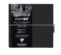 Clairefontaine 975439C Paint'On - Cuaderno cosido (64 páginas, 19 x 19 cm, 250 g, cierre elástico, tapa negra)