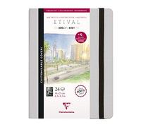 Clairefontaine 975446C - Un cuaderno cosido de papel de dibujo Etival de grano fino, incluye 24 páginas, 21 x 16 cm, 300 g + 4 hojas de papel de cartulina de 200 g
