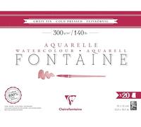 Clairefontaine 975502C Bloc Pegado 4 Caras Fuente - 20 Hojas Papel Acuarela Blanco 100% Algodón Grano Fino Calidad Profesional 31x41 cm 300g