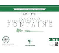 Clairefontaine 975506C Bloc Pegado 4 Caras Fontaine - 20 Hojas Papel Acuarela Blanco 100% Algodón Grano Paño De Cocina Calidad Profesional 23x31 cm 300g