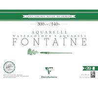 Clairefontaine 975507C Bloc Pegado 4 Caras Fontaine - 20 Hojas Papel Acuarela Blanco 100% Algodón Grano Paño De Cocina Calidad Profesional 26x36 cm 300g