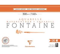 Clairefontaine 975511C Bloc Pegado 4 Caras Fontaine - 20 Hojas Papel Acuarela Blanco 100% Algodón Grano Satinado Calidad Profesional 31x41 cm 300g