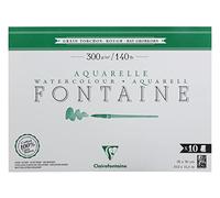 Clairefontaine 975515C Bloc Pegado 1 Fuente Lateral - 10 Hojas Papel Acuarela Blanco 100% Algodón Grano Paño De Cocina Calidad Profesional 26x36 cm 300g