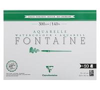 Clairefontaine 975516C Bloc encolado 1 Lado Fontaine - 10 Hojas de Papel Acuarela Blanco 100% Algodón Grano Grueso Calidad Profesional 31x41 cm 300g