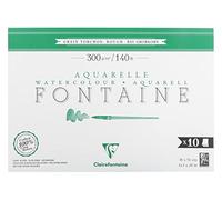 Clairefontaine 975517C Bloc encolado 1 Lado Fontaine - 10 Hojas de Papel Acuarela Blanco 100% Algodón Grano Grueso Calidad Profesional 36x51 cm 300g