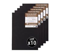 Clairefontaine 975524Cpack Goldline - Lote de 10 cuadernos (20 hojas, papel de dibujo blanco, A5, 14,8 x 21 cm, 140 g, tamaño vertical, mantas blandas, color negro