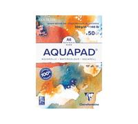 Clairefontaine 975620C Goldline Aquapad - Bloc de papel de acuarela (50 hojas, grano mediano, A6, 10,5 x 14,8 cm, 300 g), color blanco