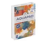 Clairefontaine 975620C Goldline Aquapad - Bloc de papel de acuarela (50 hojas, grano mediano, A6, 10,5 x 14,8 cm, 300 g), color blanco