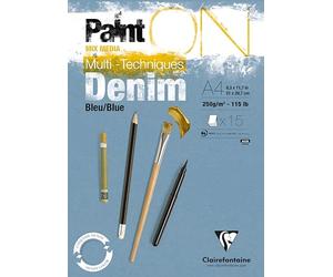 Clairefontaine 975701C - Lote de 15 hojas de papel de dibujo multitécnico de grano ligeramente áspero - Denim - A4, 21 x 29,7 cm, 250 g