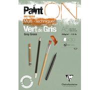 Clairefontaine 975704C - Bloc Papel de dibujo multitécnicas - PaintON - 30 hoja - Grano ligeramente rugoso - 100% celulosa - A5 (14,8 x 21 cm) 250 g - Verde gris