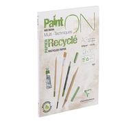 Clairefontaine 975742C PaintON - Bloc de papel multitécnico (30 hojas, 100% reciclado, superficie satinada, 29,7 x 42 cm, 250 g), color blanco