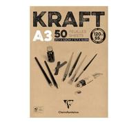 Clairefontaine 975816C - Bloc de papel kraft (50 hojas, A3, 29,7 x 42 cm, 120 g, papel de doble cara para el cruce y el dibujo)