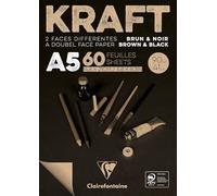 Clairefontaine 975817C - Bloc encolado de papel Kraft bicolor (60 hojas, A5, 14,8 x 21 cm, 90 g, papel de doble cara para bocetos y dibujos)