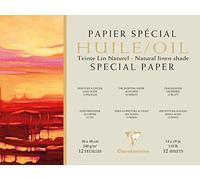 Clairefontaine 975825 C - Bloc encolado un lado de papel dibujo aceite de color LINO Natural 12 hojas 240 G 36 x 48 cm)