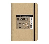 Clairefontaine 975937C - Carnet piqué A5 papier Kraft brun 115g 20 feuilles