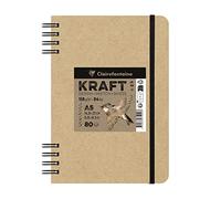 Clairefontaine 975940C - Carnet Double Rembordé Intégral Kraft brun 115g 80 feuilles A5