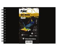 Clairefontaine 975942C - Carnet Rembordé Intégral PaintON Noir 250g 30 feuilles A5
