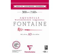 Clairefontaine 975950C - Bloc Fontaine A3 12 feuilles 300g Grain Fin Collé 2 Côtés