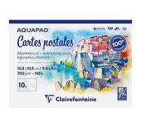 Clairefontaine 975954C - Bloc Aquarelle Carte Postale 300g Grain mi- fin 20 feuilles A6