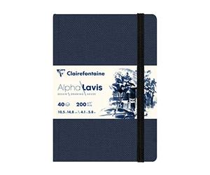 Clairefontaine 975960C - Libreta Cosida Alpha Lavado - 40 Hojas de Papel de Dibujo Liso Blanco Alpha Lavado A6 14,8x10,5 cm 200g - Ideal para las Artes Gráficas