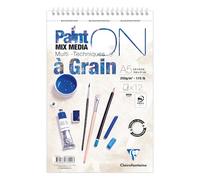 Clairefontaine 976000C Bloc Espiral Microperforado PaintON A Grano A5 14,8x21 cm 250g - 12 Hojas Papel de Dibujo Multi-técnicas de Grano Pronunciado - Blanco