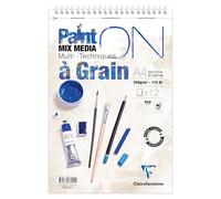 Clairefontaine 976001C Bloc Espiral Microperforado PaintON A Grano A4 21x29,7 cm 250g - 12 Hojas Papel de Dibujo Multi-técnicas de Grano Pronunciado - Blanco