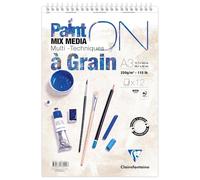 Clairefontaine 976002C Bloc Espiral Microperforado PaintON A Grano A3 29,7x42 cm 250g - 12 Hojas Papel de Dibujo Multi-técnicas de Grano Pronunciado - Blanco