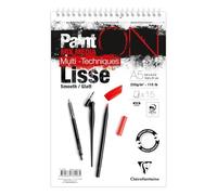 Clairefontaine 976006C Bloc Espiral Microperforado PaintON Lisa A5 14,8x21 cm 250g - 15 Hojas Papel de Dibujo Multi-técnicas de Superficie Lisa - Blanco