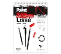 Clairefontaine 976007C Bloc Espiral Microperforado PaintON Lisa A4 21x29,7 cm 250g - 15 Hojas Papel de Dibujo Multi-técnicas de Superficie Lisa - Blanco