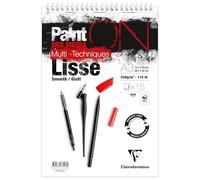 Clairefontaine 976008C Bloc Espiral Microperforado PaintON Lisa A3 29,7x42 cm 250g - 15 Hojas Papel de Dibujo Multi-técnicas de Superficie Lisa - Blanco