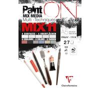 Clairefontaine 976010C - Bloc Collé PaintON MIX11 Multi-techniques A5 14,8x21 cm 250g - 27 Feuilles Papier Dessin Multi-techniques - Assorti de 11 Papiers Multi-techniques