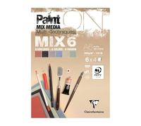 Clairefontaine 976013C - Bloc Pegado PaintON MIX6 Multi-técnicas A6 10,5x14,8 cm 250g - 24 Hojas de Papel de Dibujo Multi-técnicas - Surtido de 6 Papeles