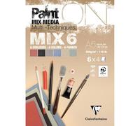 Clairefontaine 976014C - Bloc Pegado PaintON MIX6 Multi-técnicas A5 14,8x21 cm 250g - 24 Hojas de Papel de Dibujo Multi-técnicas - Surtido de 6 Papeles