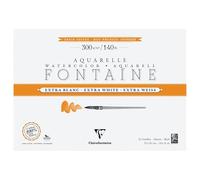 Clairefontaine 976023C Bloc encolado 4 Lados Fontaine Extra Blanco - 12 Hojas Papel Acuarela Extra Blanco 100% Algodón Grano Satinado - Calidad Profesional 51x36cm 300g