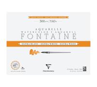 Clairefontaine 976024C Bloc Encollé 4 Côtés Fontaine Extra Blanc - 12 Feuilles Papier Aquarelle Extra Blanc 100% Coton Grain Satiné - Qualité Professionnelle 61x46cm 300g