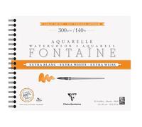 Clairefontaine 976031C Álbum Espiral Fontaine Extra Blanco - 12 Hojas Papel Acuarela Extra Blanco 100% Algodón Grano Satinado - Calidad Profesional 24x30cm 300g