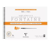 Clairefontaine 976032C - Álbum espiral con fuente extra blanca (12 hojas, papel de acuarela extra blanco, 100% algodón, grano satinado, calidad profesional, 30 x 40 cm, 300 g)