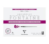 Clairefontaine 976039C - Bloque encolado (4 lados, fuente extra blanca, 15 hojas, papel de acuarela extra blanco, 100% algodón, grano fino, calidad profesional, 26 x 18 cm, 300 g)