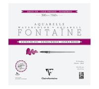 Clairefontaine 976046C Bloc encolado 4 Lados Fontaine Extra Blanco - 15 Hojas Papel Acuarela Extra Blanco 100% Algodón Grano Fin - Calidad Profesional 30x30cm 300g