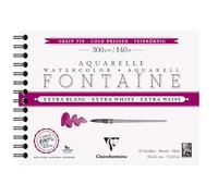 Clairefontaine 976050C - Álbum espiral (12 hojas, papel de acuarela extra blanco, 100% algodón, grano fino, calidad profesional, 18 x 24 cm, 300 g)