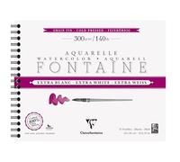 Clairefontaine 976051C Álbum Espiral Fontaine Extra Blanco - 12 Hojas Papel Acuarela Extra Blanco 100% Algodón Grano Fin - Calidad Profesional 24x30cm 300g