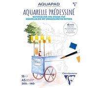 Clairefontaine 976071C Bloc Pegado Acuarela Pre-Dibujado A5 14,8x21 cm 300g - 15 Hojas Papel Acuarela Blanco Grano Fin - Tema Golosinas