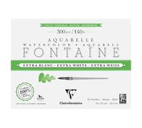 Clairefontaine 976078C Bloc Encollé 4 Côtés Fontaine Extra Blanc Grain Torchon 15x20cm 300g - 15 Feuilles Papier Aquarelle Extra Blanc 100% Coton - Qualité Professionnelle
