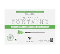 Clairefontaine 976079C Bloc Encollé 4 Côtés Fontaine Extra Blanc Grain Torchon 18x26cm 300g - 15 Feuilles Papier Aquarelle Extra Blanc 100% Coton - Qualité Professionnelle