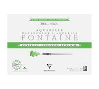 Clairefontaine 976081C Bloc Encollé 4 Côtés Fontaine Extra Blanc Grain Torchon 26x36cm 300g - 15 Feuilles Papier Aquarelle Extra Blanc 100% Coton - Qualité Professionnelle