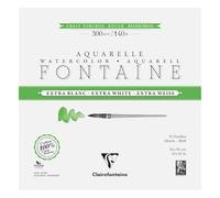 Clairefontaine 976086C Bloc Encollé 4 Côtés Fontaine Extra Blanc Grain Torchon 30x30cm 300g - 15 Feuilles Papier Aquarelle Extra Blanc 100% Coton - Qualité Professionnelle